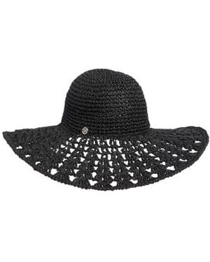 Steve Madden Textural Straw Crochet Floppy Hat - Black