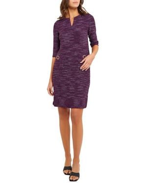 Misook Tweed Shift Dress - Purple