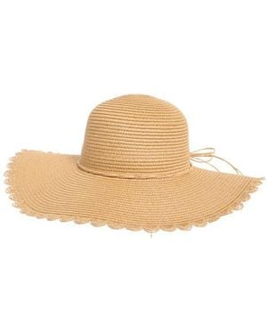BCBGMAXAZRIA Scalloped Edge Straw Floppy Hat - Natural