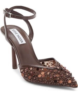 Steve Madden Sherrie Beaded Ankle Strap Pump - Brown