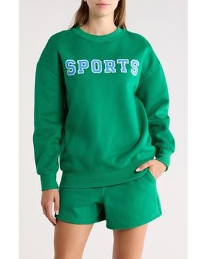 90 Degrees Varsity Vault Fleece Graphic Sweatshirt - Green