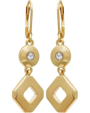 Tahari Crystal Drop Huggie Hoop Earrings - Metallic