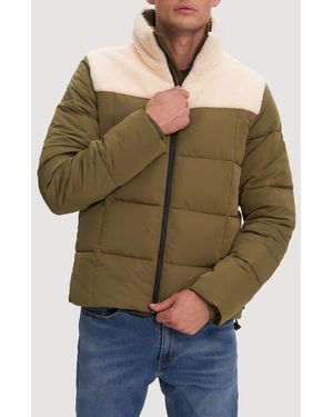 Noize Barry Faux Shearling Puffer Jacket - Green