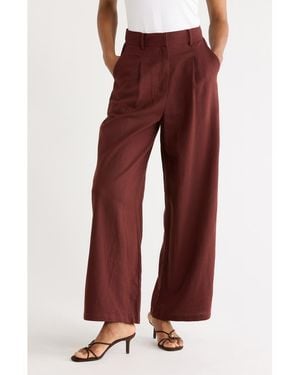 FRNCH Paverdy Woven Linen Blend Pants - Purple