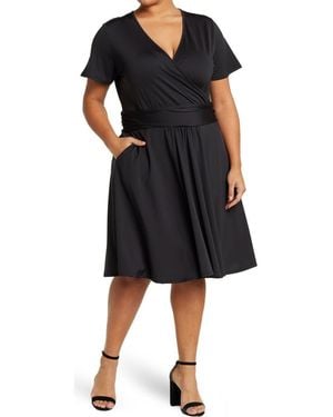 Love By Design Short-Sleeve Wrap Dress with Tie - Black