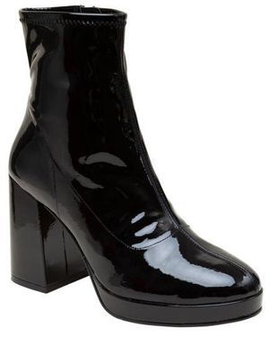 Lisa Vicky Bubbly Patent Leather Platform Booties - Black