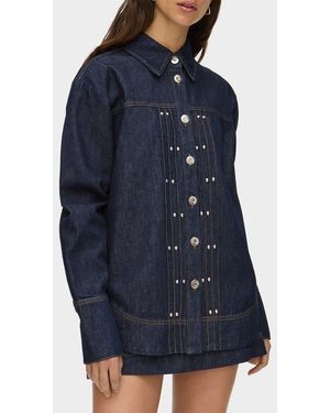 ALIGNE Fog Stud Detail Organic Cotton Denim Jacket - Blue