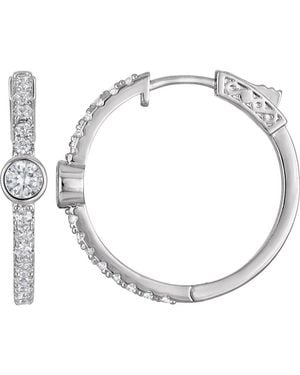 FZN Cubic Zirconia Huggie Hoop Earrings - White