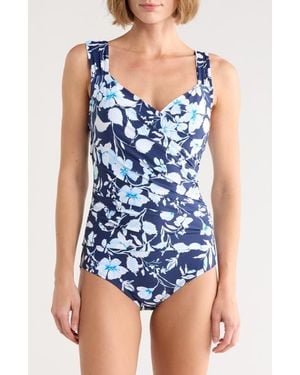 Jantzen Mio Surplice One-Piece Swimsuit - Blue