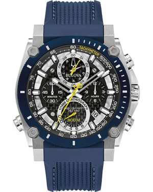 Bulova Precisionist Silicone Strap Chronograph Watch, 46Mm - Blue