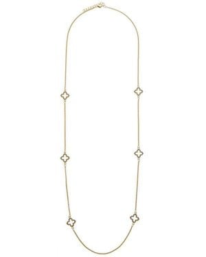 Juvell Cubic Zirconia Quatrefoil Station Chain Long Necklace - White