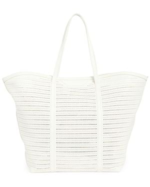 BCBGMAXAZRIA Flared Perforated Faux Leather Tote - White
