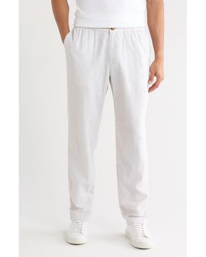 14th & Union Linen Blend Trim Fit Pants - Gray