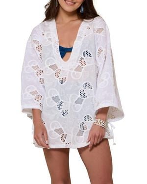 Saachi Heart Eyelet Short Kaftan - White