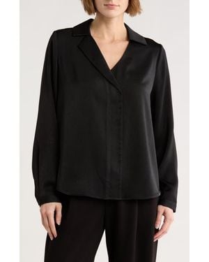 Gemma  Jane Johnny Collar Long Sleeve Top - Black