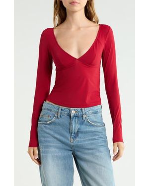 BDG Je T'Aime Long Sleeve Top - Red