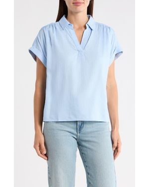 1.STATE Collared Boxy Top - Blue