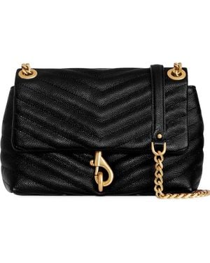 Rebecca Minkoff Edie Chevron Quilted Leather Shoulder Bag - Black
