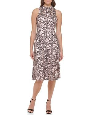 Kensie Two-Tone Lace Sleeveless Fit & Flare Dress - Multicolor