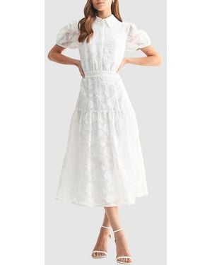 Mila + Mate Floral Jacquard Shirtdress - White