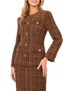 Ted Baker Collarless Tweed Jacket - Brown
