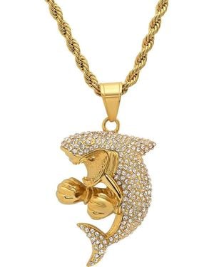 Steeltime Shark Pendant Rope Chain Necklace - Metallic
