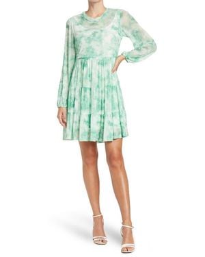 Love By Design Catherine Long Sleeve Mesh Babydoll Dress - Green