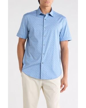 Bugatchi Short Sleeve Woven Shirt - Blue