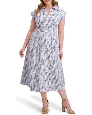 Kensie Embroidered Woven Midi Dress - Purple
