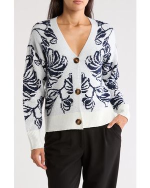 Rachel Roy Floral Jacquard Cardigan - White