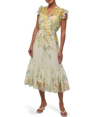 Lulus Monica Ruffle Midi Dress - Natural