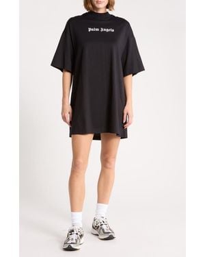 Palm Angels Mock Neck T-Shirt Dress - Black