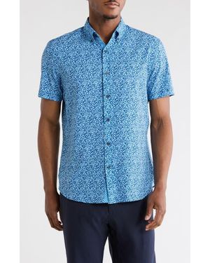 Con.struct Floral Short Sleeve Woven Button-Down Shirt - Blue