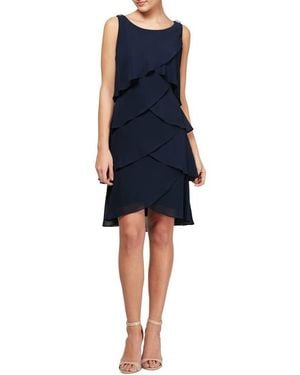 Sl Fashions Tiered Tulip Chiffon Sundress - Blue