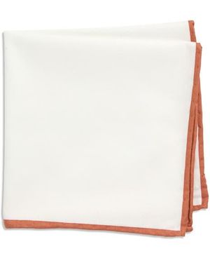 Con.struct Pipe Trim Cotton Pocket Square - White