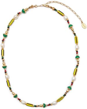 Clare V. Beaded Necklace - Metallic