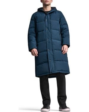 DKNY Zip Front Longline Puffer - Blue