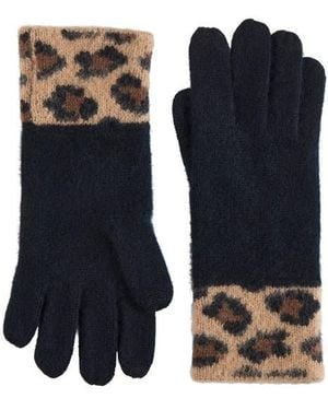 Bruno Magli Cashmere Leopard Gloves - Blue