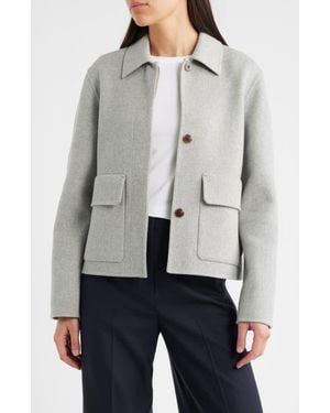 Theory Boxy Wool & Recycled Cashmere Jacket - Gray