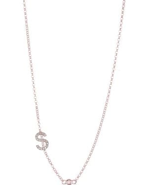 Meshmerise Bezel Diamond Initial Chain Necklace - White