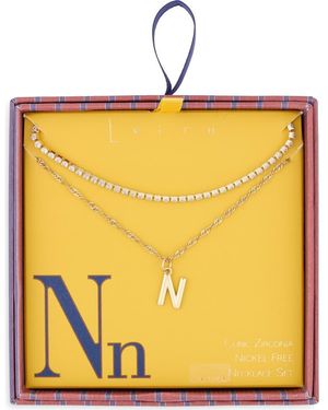 Leith Initial & Cubic Zirconia Necklace Set - Yellow