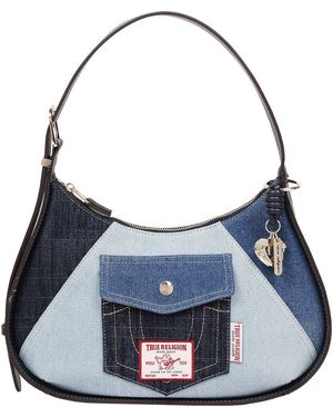 TRUE RELIGION Colorblock Denim Zip Top Hobo - Blue
