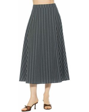 Alexia Admor Brilyn Linen Midi Skirt - Blue
