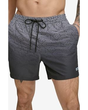 DKNY Ombré Crosswalk Swim Trunks - Gray