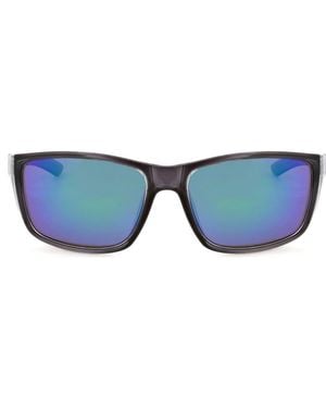 Hurley 52Mm Beveled Polarized Rectangular Wrap Sunglasses - Blue