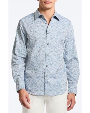 Robert Graham Highland Classic Fit Damask Cotton Button-Up Shirt - Blue