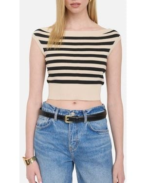 Blu Pepper Off-The-Shoulder Knit Crop Top - Blue