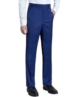 Santorelli Flat Front Stretch Wool Dress Pants - Blue