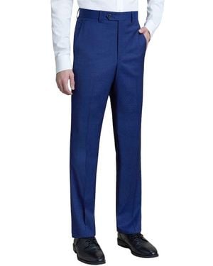 Santorelli Flat Front Stretch Wool Dress Pants - Blue