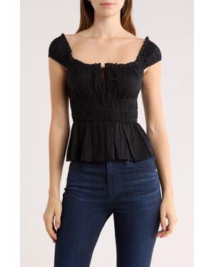 Abound Pretty Peplum Top - Black